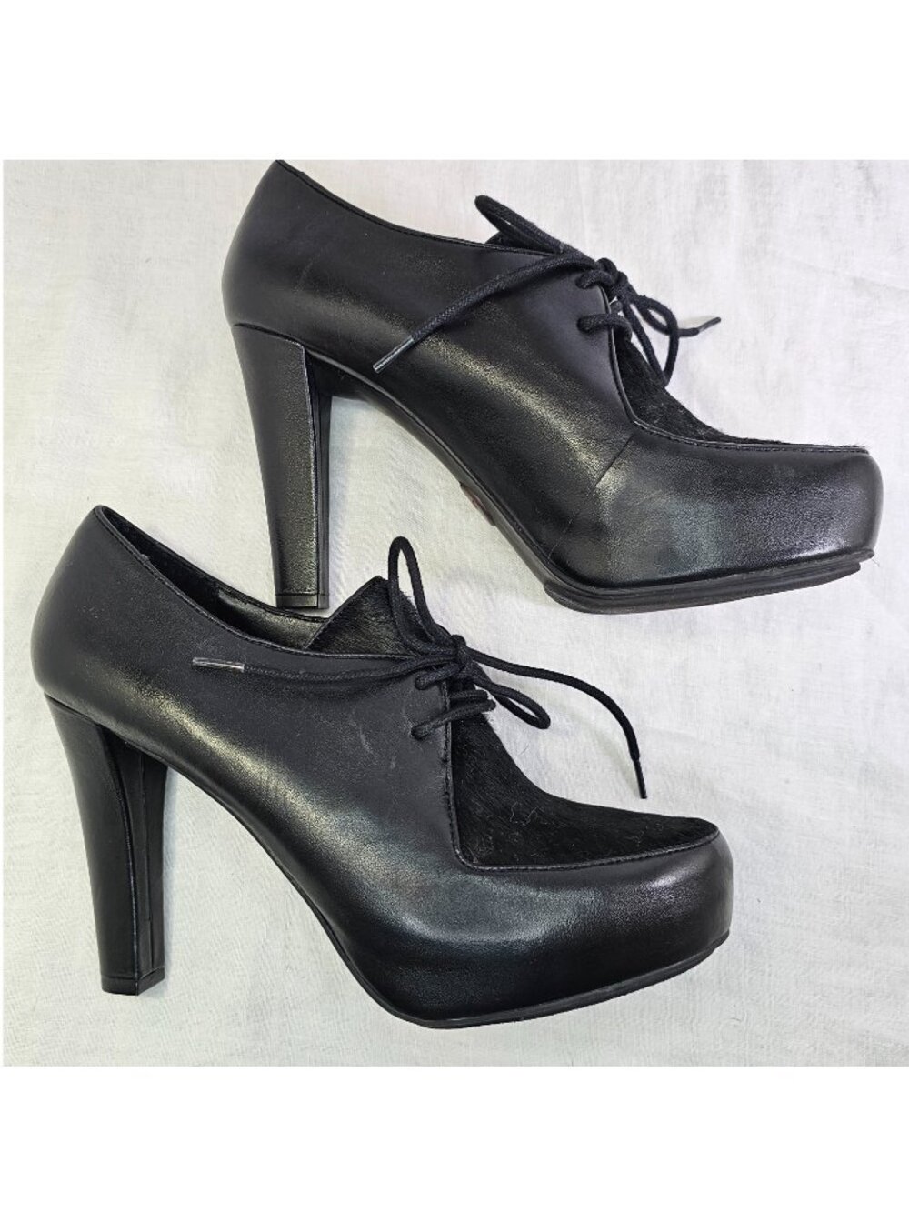Me Too Lynessa Genuine Leather Chunky Platform Oxford Bootie Pumps 8 Black